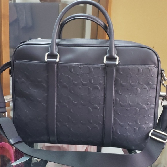 Coach unisex navy briefcase  with shoulder strap. - Picture 1 of 5